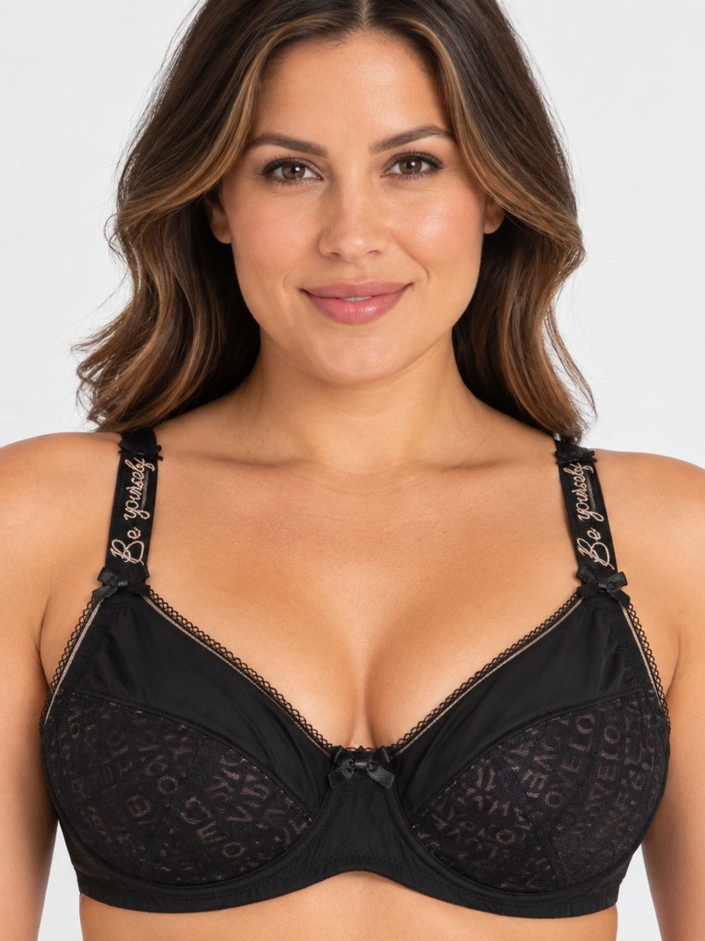 Amoena Be Yourself Black Underwire Bra 40A Lace Logo Strap Style 44753
